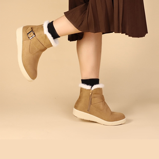 舒适中老年人棉鞋 靴子女冬季 1097 保暖雪地靴女轻便防滑妈妈款 时尚