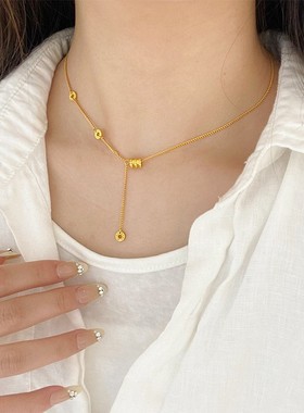 精致时尚高级感经典钛钢小蛮腰流苏项链高级感锁骨链小众饰品