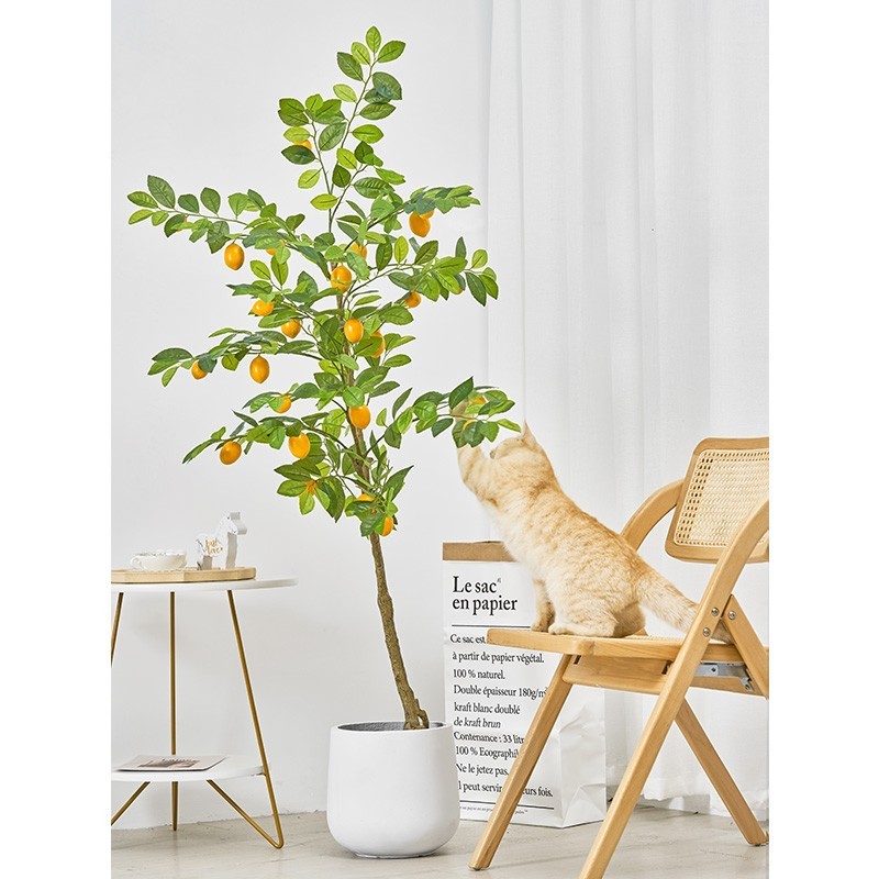 森绿 仿真绿植盆栽室内假柠檬树ins客厅落地摆件装饰北欧假花植物