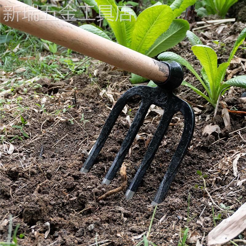 新款大钉耙子锰钢松土锄宽齿农用工具挖地加厚铁齿耙园艺扒子翻地