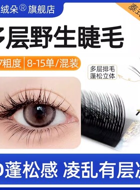多层野生睫毛5D蓬松感漫画多取不散根LJBC凌乱感山茶花美睫店专用