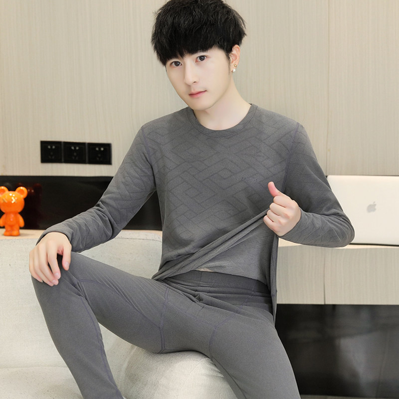 德绒恒温发热衣男套装青少年贴身加绒加厚打底衫秋冬季秋衣卫生裤