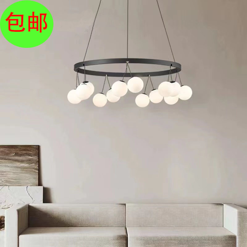 设计师软装样板间吊灯 led客厅圆形玻璃球吊灯卧室房间店面商铺灯