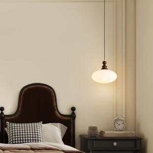 中古风吊线灯卧室床头灯美式复古实木玻璃餐厅吧台玄关过道小吊灯