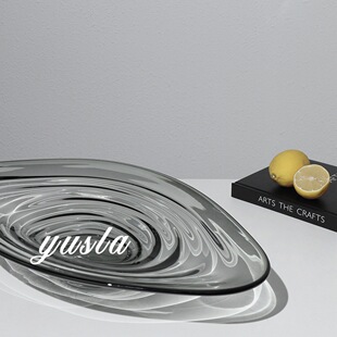 意式简约客厅茶几水果盘餐厅吧台柜酒店别墅干果托盆摆件玻璃