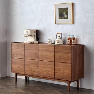 北欧实木黑胡桃木餐边柜茶水柜现代简约日式原木樱桃木收纳储物柜