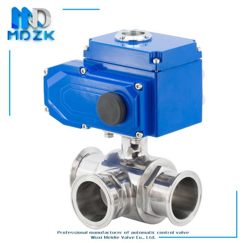 MDZK-AX-Q984/5F-16Q电动卫生食品级快装卡箍不锈钢304三通球阀