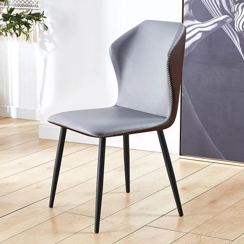 北欧轻奢餐厅餐椅家用现代简约靠背椅酒店饭店洽谈软包皮休闲椅子