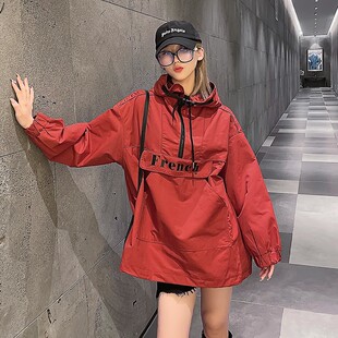女士短外套女春秋202u1新款风衣带帽嘻哈棒球服夹克休闲宽松