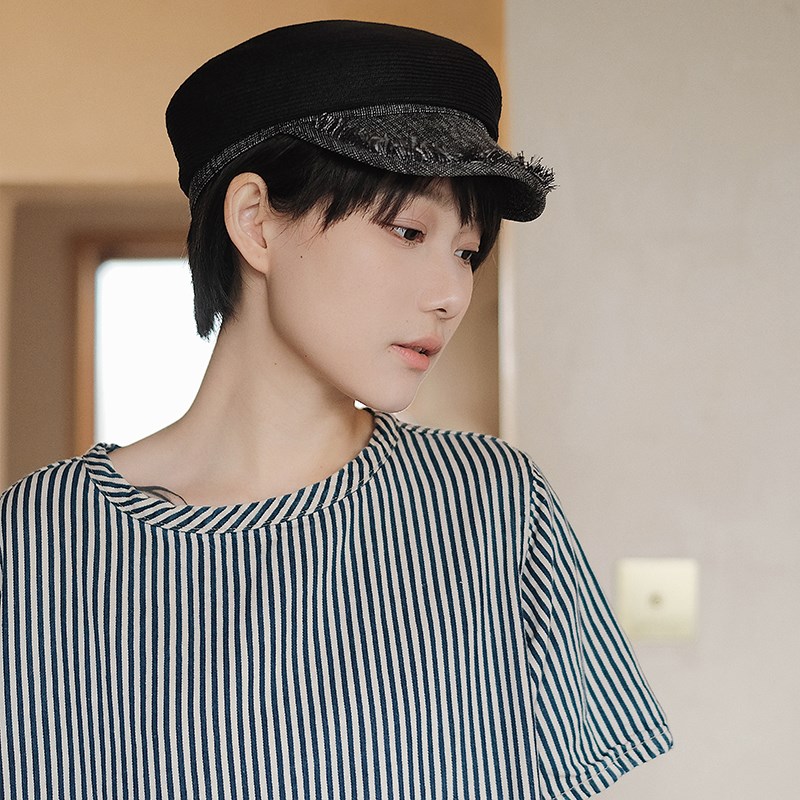 热销Lion~法k式休闲风 类香风呢编织感海军帽鸭舌帽草帽春夏男女