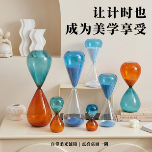 60分钟高级感简约居家装 饰摆件 轻奢彩色玻璃沙漏计时器15 新款