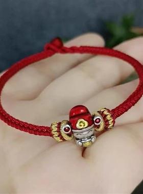 民族风五路财神手链吊坠招财转运编织手绳男女通用手绳本命年女