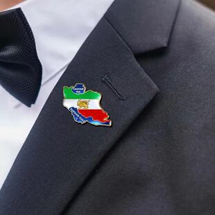 伊朗国旗地图胸针金属徽章PIN狮子日和皇冠西服西装别针纪念胸花