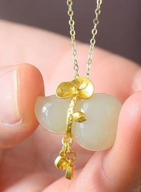 民族风福禄双全玉葫芦吊坠女和田玉项链古风玉石挂件生日礼物妈妈