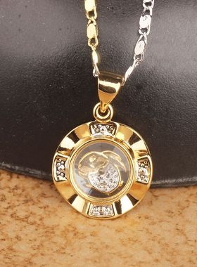 新年时来运转吊坠项链镀K金黄白彩金十二生肖转运招财女款本命年