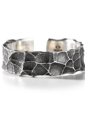 925泰银锤纹戒指男潮in