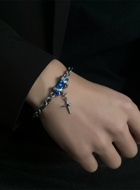 星体缠绕黑钻钛钢手链男