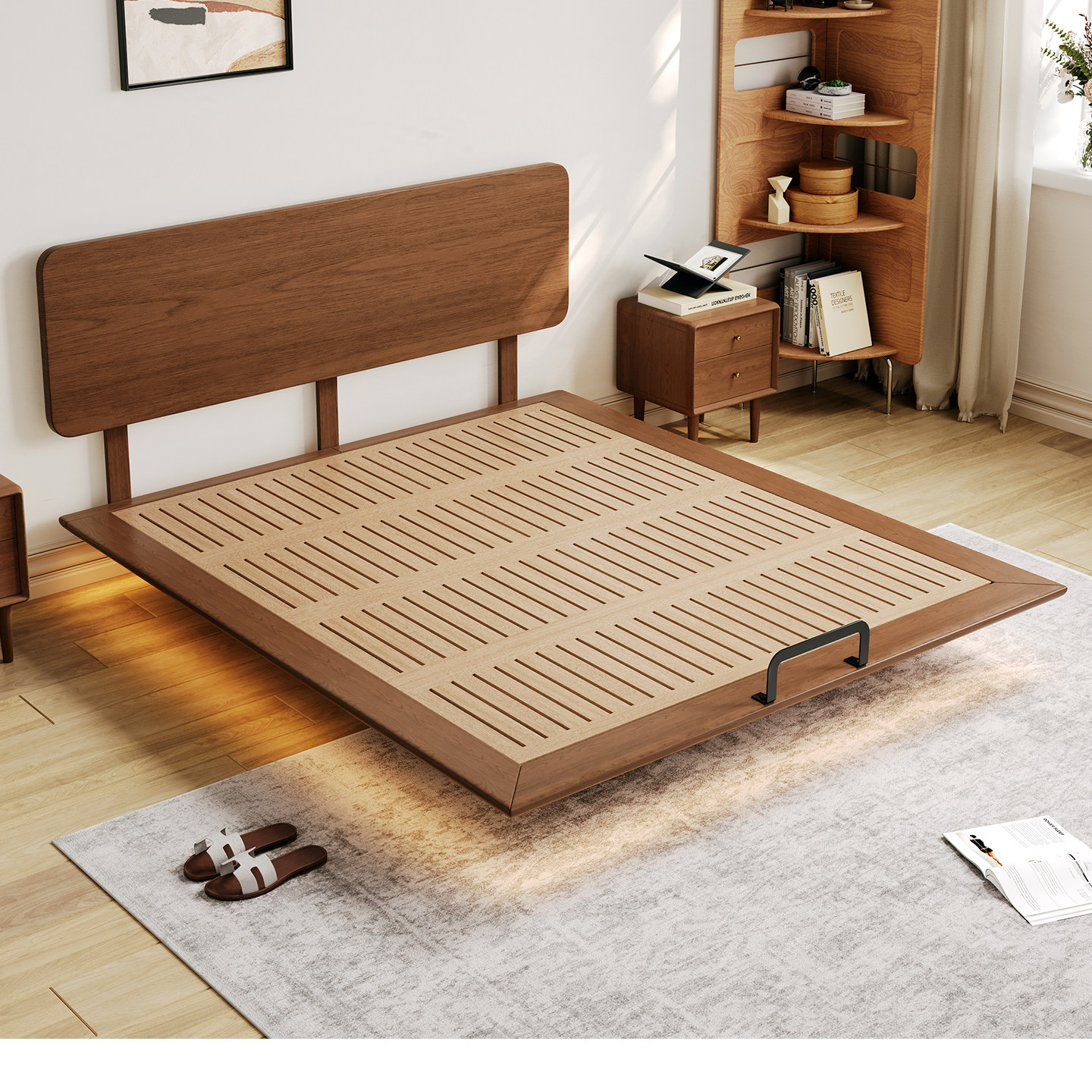 胡桃木实木床可定制可储物