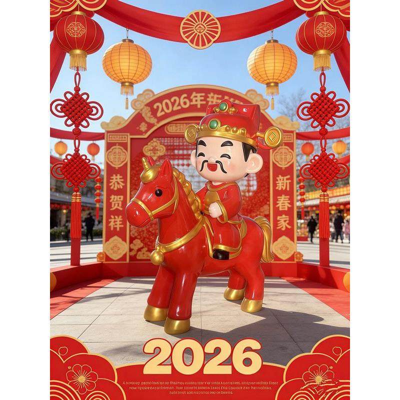 财神马雕像网红创意新年摆件2026拍照打卡商场景区公园户外吸睛,家居饰品,户外/庭院摆件,淘宝优惠券,粉丝福利购,淘宝优惠卷