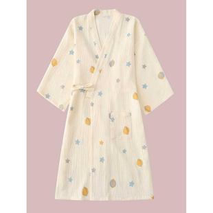 浴袍睡衣 睡裙睡袍女夏季 纯棉纱布和服春秋薄款 日系家居服日式 男士
