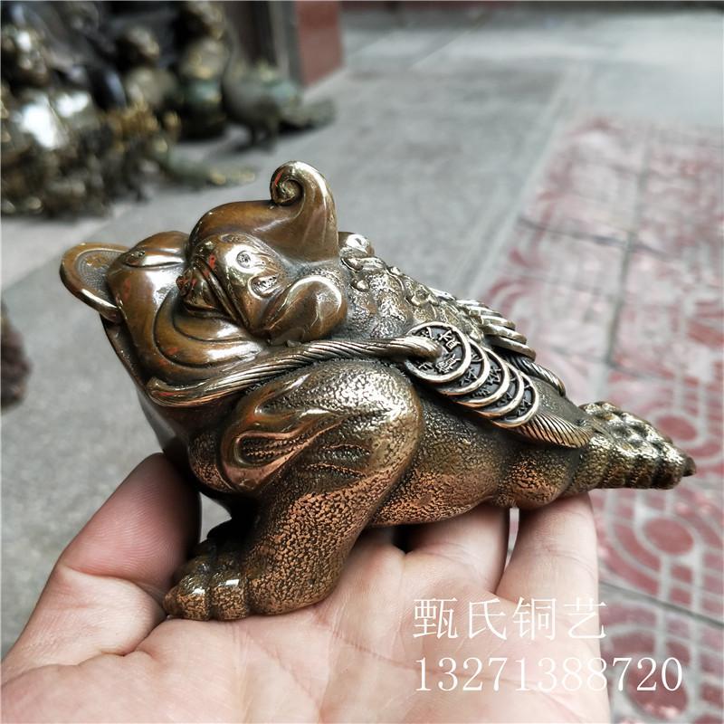 金蟾纯黄铜铜器精品家具客厅办公室汽车内饰摆件茶宠小手把件