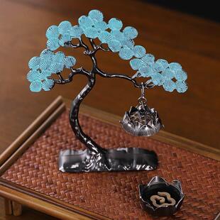 迷你迎客松香炉莲花吊炉家用室内小祥云熏香炉创意摆件香薰炉 爆款