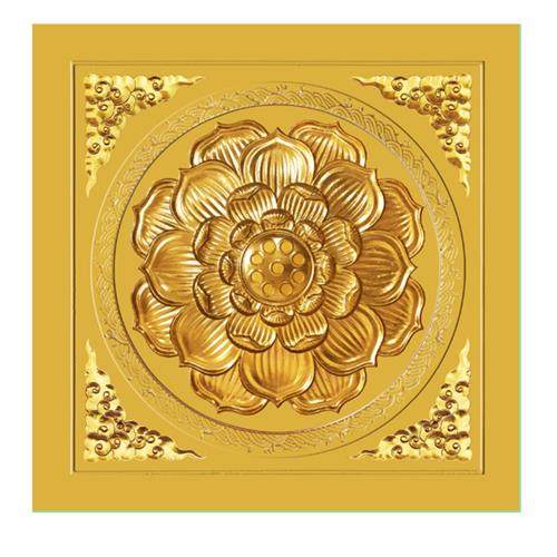 古建佛堂吊顶寺庙pvc板天花藻井浮雕莲花集成铝扣板彩绘装修材料