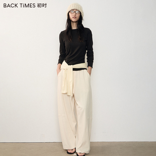 初时女装上衣长袖打底衫女款2025新款纯色设计师气质针织衫内搭冬