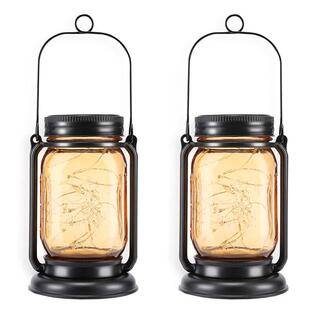 太阳能庭院灯户外后院装饰挂灯梅森瓶太阳能灯与灯复古设计插地灯