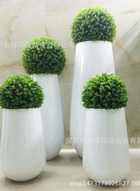 玻璃钢商组合65109美落地花盆酒店简场约陈花瓶摆件白色花子弹头