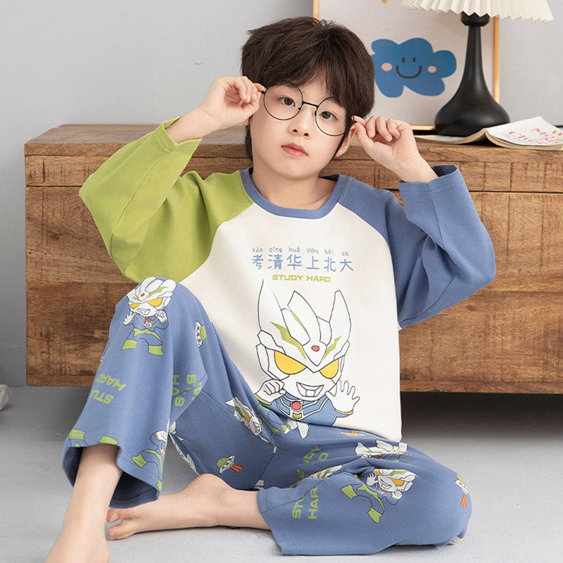 全棉纯棉儿童宝宝家居服男童长袖睡衣春秋装中大童卡通青少年空调,童装/婴儿装/亲子装,家居服套装,淘宝优惠券,粉丝福利购,淘宝优惠卷