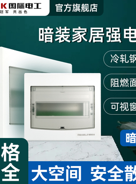 强电布线箱家用配电回路断路器箱空开照明箱铁底塑面1.0mPZ30暗装