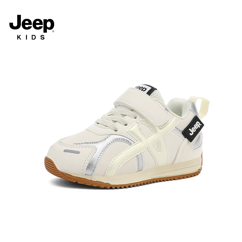 jeep百搭男童鞋儿童旋钮扣网面运动鞋2024春季新款女童轻便软