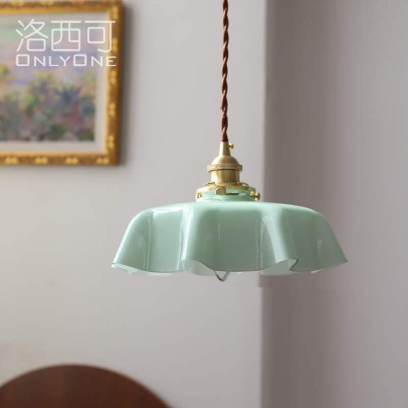 小可吧台奶具中古玻璃法式吊灯少女阳台洛西床头灯飘窗餐厅心