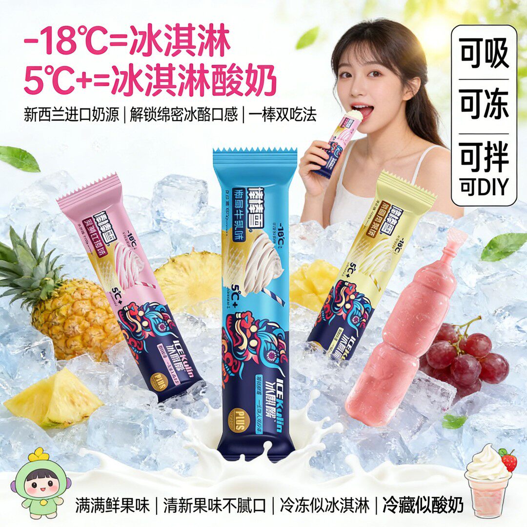 冰麒麟棒棒雪冰淇淋酸奶碎碎冰图片