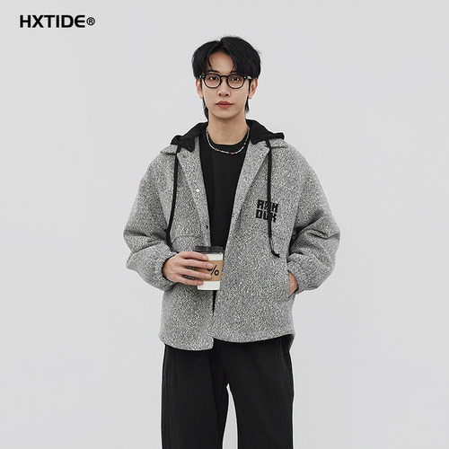 HXTIDE中国狐轩冬季带帽男夹克