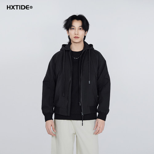 HXTIDE中国狐轩春季带帽男夹克