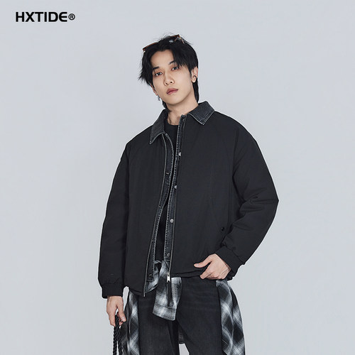 HXTIDE中国狐轩男短款假两件羽绒