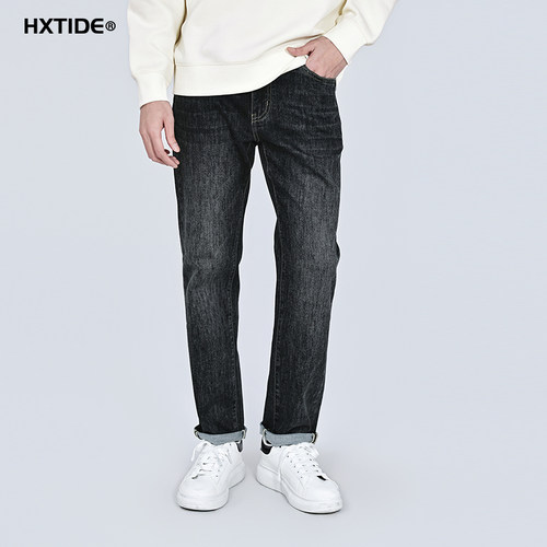HXTIDE春季水洗小直筒牛仔裤
