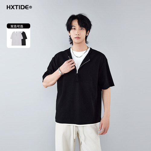HXTIDE中国狐轩男装假两件T恤