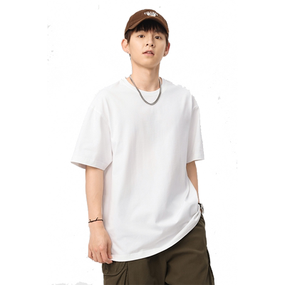 300g重磅纯棉三本针纯色短袖T恤