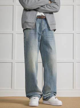 WAJ日系简约少年感100%竹节棉直筒牛仔裤男cleanfit百搭潮流长裤