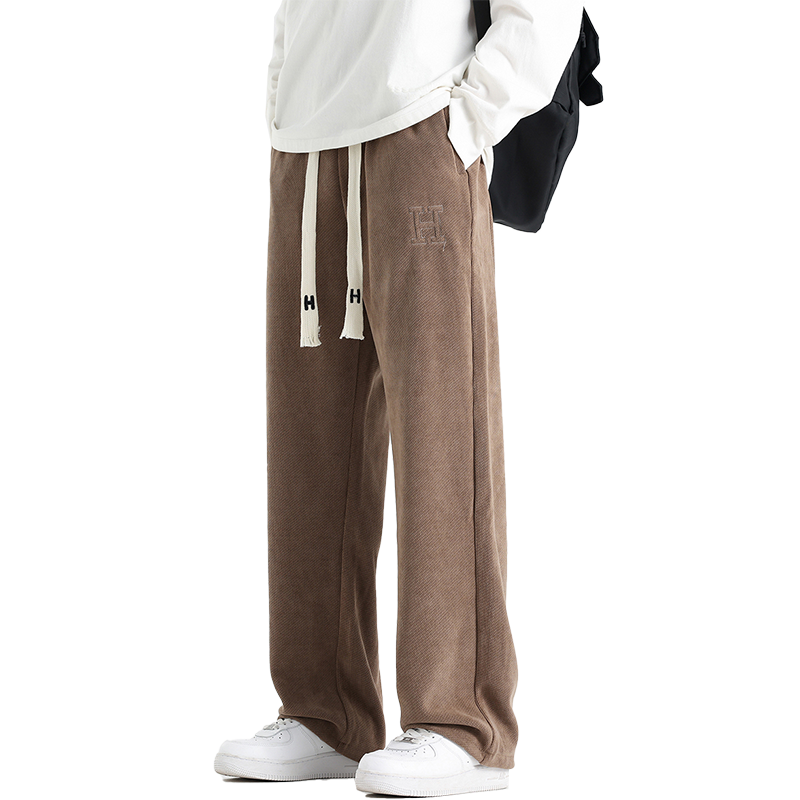 美式高街牛仔裤男2024秋冬季宽松设计感百搭隐形印花潮牌直筒裤子