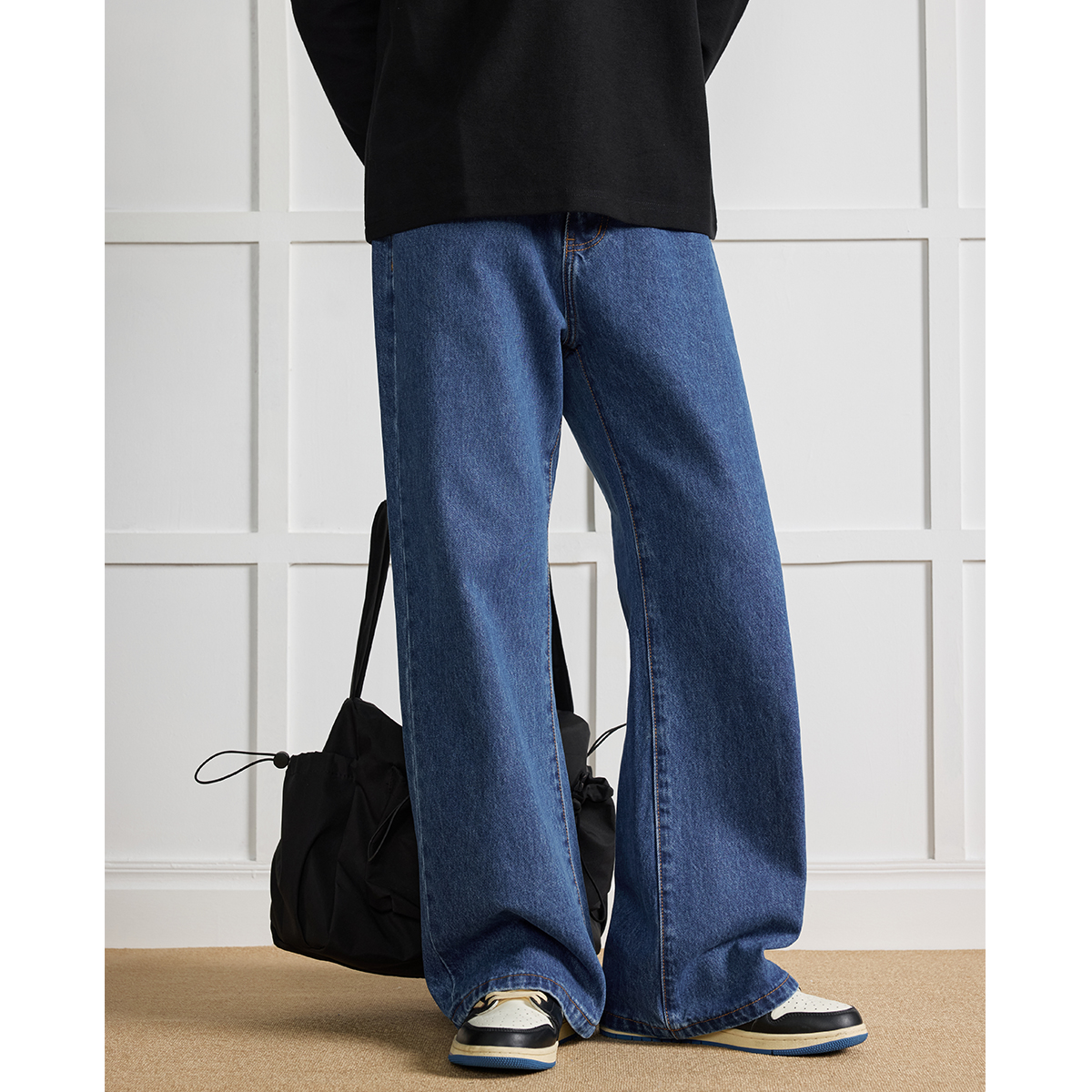 重磅高级感经典水洗微喇牛仔裤潮