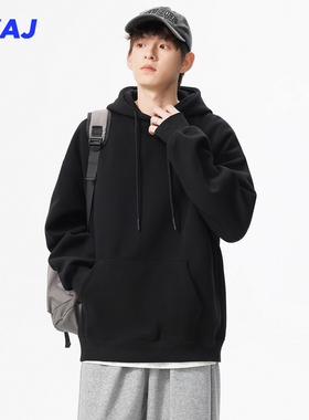 400克重磅2024秋冬美式日式纯色基础款宽松卫衣男外套加绒连帽衫