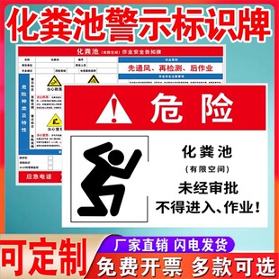 污水池警示标语化粪池标识牌沼气池安全警示牌严禁烟火当心落水提示牌养殖场请勿靠近告示牌当心跌落标牌定制