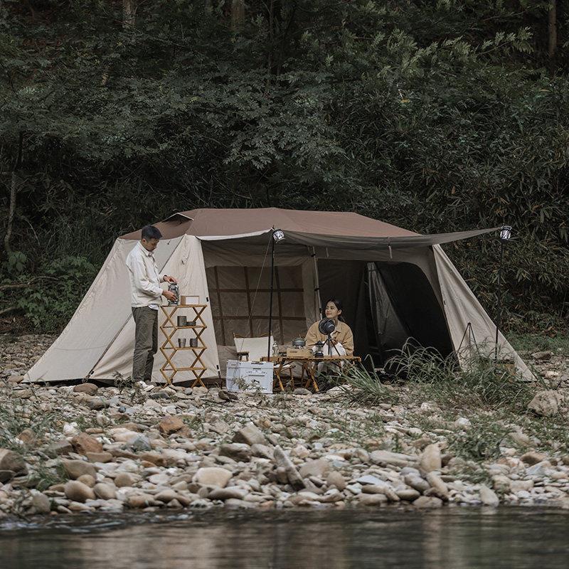 狼堡屋脊户外露营帐篷速开便携式折叠加厚野营装备全自动两室一厅