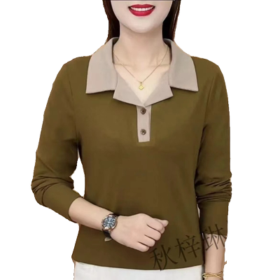 春秋季大码妈妈装女长袖打底上衣
