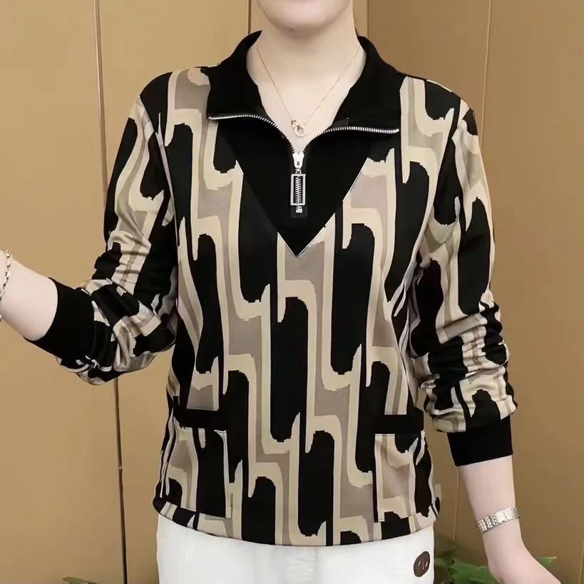 中年妈妈洋气百搭上修T恤上衣女