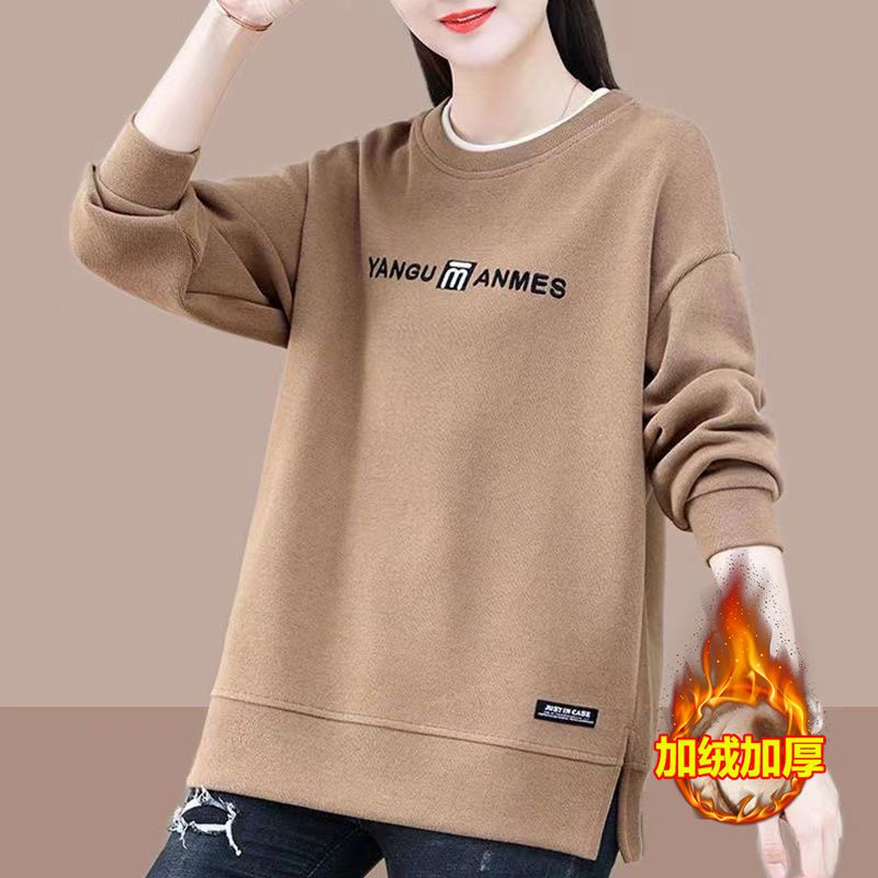 加绒加厚宽松纯棉美式圆领卫衣